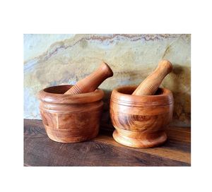 Mortero y Maja de Diseño Popular, Base de Madera Hecha a Mano, Molinillo con Utensilios de Cocina, Juego de Fábrica Pulido - Product Image 2