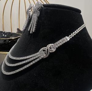 Ensemble de collier élégant en or 14 carats avec diamants naturels taille brillant certifiés IDGIL, collection de bijoux de luxe pour femmes - Product Image 2