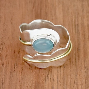 Aqua Chalcedony Ring 925 Sterling Silver Oval Gemstone Anillo bohemio hecho a mano Regalo para mujeres - Product Image 2