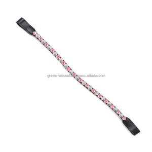 <b>Top</b> Quality 100% Genuine Leather Horse Brow Band With <b>Crystals</b> Rhinestones and Pearl Customization Available - Product Image 6