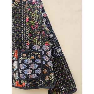 À la main en coton Gudri Floral Patchwork matelassé veste lin automne Unique incarné bohème charme respirant confortable - Product Image 3