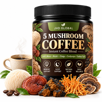 Mélange de café instantané aux 5 champignons (Crinière de lion, Reishi, Chaga, Cordyceps, Queue de dinde) en poudre, Marque privée OEM