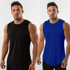 Camiseta deportiva personalizada de talla grande, gran oferta, Material de algodón y licra, camiseta lisa para culturismo y Fitness, camiseta sin mangas para hombre - Product Image 4