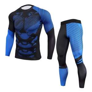 Ensemble de compression sportif 2 pièces pour hommes, vente en gros, short de course et d'entraînement respirant et léger, tenue de fitness unie - Product Image 6