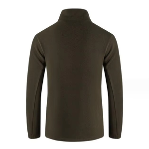 Venta al por mayor Sólido Beige Chaqueta de punto con cremallera y Polar de cuello alto Cálido Sudadera de invierno - Product Image 5