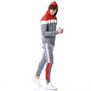 Haute qualité hommes deux pièces survêtement fermeture éclair à manches longues coton polaire Jogging porter chaud hiver survêtements pour adulte - Product Image 3