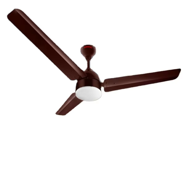 Brown High Quality Metal Hotel BLDC Ceiling Fan Smart Remote Inverter Friendly Rust Free Blades Light Electric Manual Household