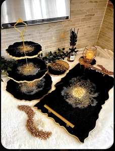 Producto de resina epoxi hecha a mano, bandeja para servir, elementos esenciales de cocina únicos para el hogar, restaurante, Hotel, servicio decorativo Tra - Product Image 5