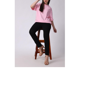 Camiseta de Algodón de Manga Corta y Cuello Redondo para Mujer, Talla Grande, Color Sólido, con Logotipo Personalizado, Proveedor Mayorista de BD - Product Image 2