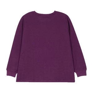 Sweat-shirt en molleton brodé pour femme, écologique, violet, respirant, polyester/coton, col rond, manches régulières, uni, hiver - Product Image 1
