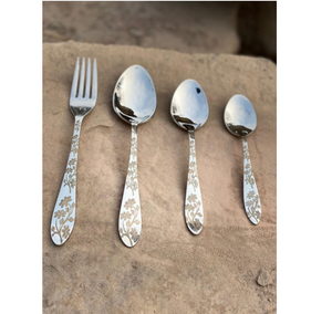Poignée de fleur conception en acier inoxydable ensemble de couverts vaisselle couteau cuillère fourchette maison restaurant mariage décor couverts ensemble - Product Image 1