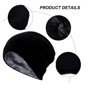 Gorros de punto térmico de alta elasticidad, suaves, transpirables, ligeros, impermeables para hombres y mujeres, estilo de tela ajustada con estampado de 5 colores - Product Image 5