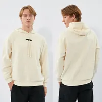 Sweat à capuche avec logo en relief à la mode pull contemporain pour lui et elle avec haut de gymnastique à cordon épais