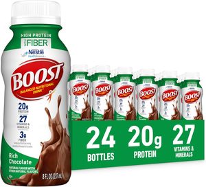 BOOST High <b>Protein</b> with Fiber Ready to Drink Complete Nutritional Drink, Rich Chocolate, 8 fl oz Bottle, 24 Pack - Product Image 5