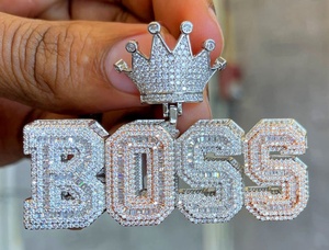 Colgante fino de plata 925 personalizado Unisex, Diamantes de moissanita helados, joyería inicial de estilo Hip Hop para hombre - Product Image 2