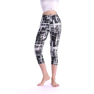 Leggings de Fitness solides taille haute à la cheville de haute qualité pour femmes respirant évacuant la transpiration élastique mince court grande taille - Product Image 5