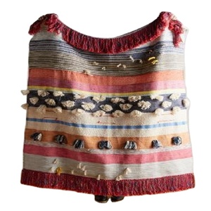 Drap en coton personnalisé, plaid de luxe blanc à glands faits main, pour décoration de maison, vente en gros, - Product Image 6