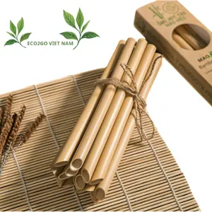 Big pack 10 canudos de bambu 3 tamanhos pequeno-médio-jumbo com escova de limpeza preço barato apenas Eco2go Vietnã