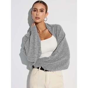 Cardigan court en tricot imprimé à boutons pour femme, pour l'hiver - Product Image 4