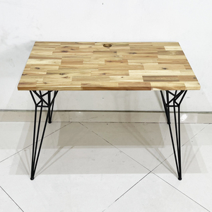 Acacia Wood Computer <b>Desk</b> with 25mm Top and Hairpin Iron Legs for Hotel Use <b>Folding</b> and Storage - Product Image 3