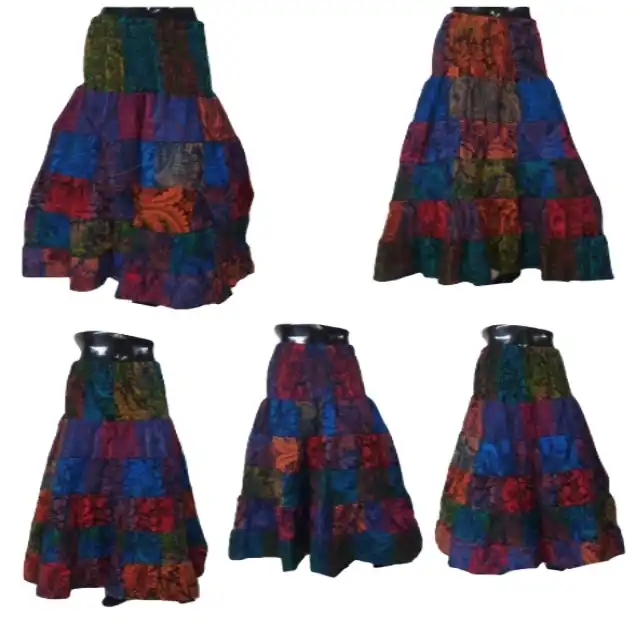 wholesale indian boho patch skirt check