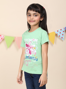 T-shirt à col rond 100% coton personnalisé pour filles disponible dans différentes méthodes et matériaux d'impression main à vendre - Product Image 5