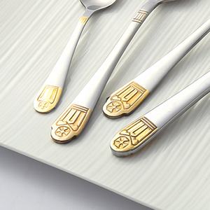 2k25 dernière arrivée ensembles de couverts en acier inoxydable avec motif de logo mariage nouvel an vaisselle fêtes couverts pour la décoration de table - Product Image 4