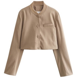 เสื้อแจ็คเก็ตบอมเบอร์คอกลมแขนยาวสำหรับผู้หญิงเสื้อแจ็คเก็ตเบสบอลลายทาง2024สำหรับฤดูใบไม้ผลิฤดูร้อน - Product Image 3