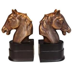 Juego de 2 sujetalibros de piña con acabado dorado de lujo para decoración elegante de oficina en casa y estantería acento hecho a mano de La India - Product Image 5