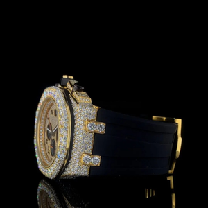 Reloj Cronógrafo de Lujo con Moissanita, Unisex, Negro, de Alta Gama, Elegante, con Cristal, Acero Inoxidable, Resistente al Agua - Product Image 3