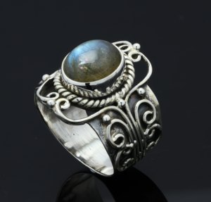 Anillo de Cóctel Clásico de Plata de Ley 925 con Piedra Preciosa de Labradorita Natural, Recién Llegado, Regalo de Alta Calidad para Ella, Joyería - Product Image 2
