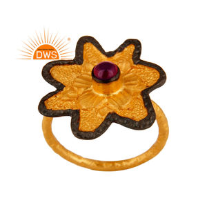 Último diseño de plata esterlina 18K chapado en oro Natural Rosa turmalina piedra preciosa anillo apilable joyería para mujer regalo para ella - Product Image 1