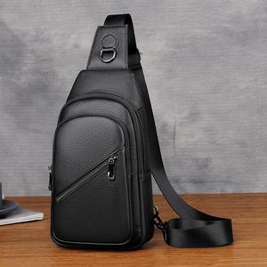 Bolso de pecho impermeable de cuero de vaca genuino multifuncional para hombre, bandolera de un solo hombro a la moda - Product Image 5