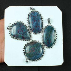 Tự nhiên <span class=keywords><strong>Ruby</strong></span> Kyanite đá quý mặt dây chuyền thiết kế đồ trang sức bạc Mặt dây chuyền màu xanh Kyanite Mặt dây chuyền bạc mạ Vòng cổ đồ trang sức - Product Image 4