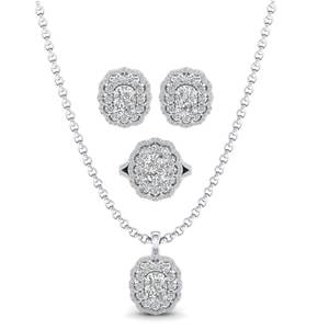 REYES Factory Direct Sale 925 Selling Silver Oval Cut 14.01 Carat Moissanite Earring Set for Women Shining Wedding Ring Jewelry - Product Image 1