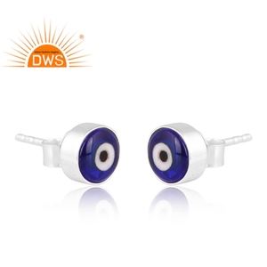 Pendiente de GEMA de resina azul Natural de plata de ley fina superventas, fabricante de joyería personalizada - Product Image 2