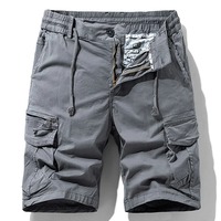 Short Cargo en Coton pour Homme, Classique, Décontracté, Multi-poches, Tactique, Taille Élastique
