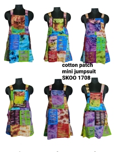 Mini mono de retazos de algodón para mujer, pantalones cortos informales de verano sin mangas para ropa de calle y trajes de playa - Product Image 3