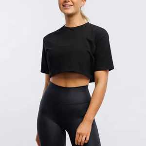 Camisetas cortas con logotipo personalizado para mujer, camisetas de manga corta con cuello redondo, ropa de calle informal transpirable, camiseta de bebé para mujer - Product Image 1