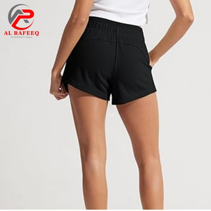 Womens High Waist Custom Summer Workout Sweat Shorts <b>Lace</b> Eco-Friendly Casual French Terry Style Quick Dry Breathable <b>Elastic</b> - Product Image 2