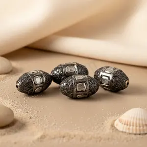 Bijoux en argent perlé plaqué or 18 carats avec accents de diamants, perles d'espacement de 4 mm et 6 mm et fermoirs à crochets pour la création de bijoux DIY - Product Image 1