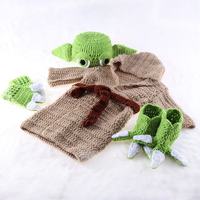 Set di Cinque Pezzi Lavorato a Mano per Fotografia di Bambini, Costume da Maestro Yoda per il Centenario del Bambino, Accessori per Fotografia