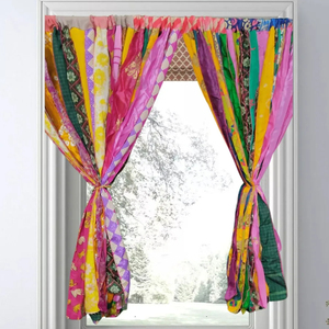 Tenda Vintage kantha riciclata in cotone riciclato eclettico decorazioni per la casa bohémien eco friendly drappi oggetto fatto a mano arte tenda da parete