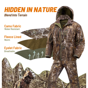 Uniforme de Caza de Camuflaje de Invierno, Kit Personalizable de Lona Impermeable, Cortavientos, Transpirable y Anti-UV para Hombres, Uso en Exteriores - Product Image 5