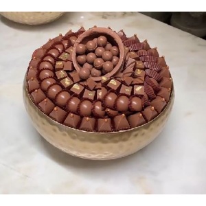 Bol de vaisselle écologique en métal de qualité supérieure avec base en forme de feuille d'or Bol de service en chocolat pour mariages ou événements - Product Image 4
