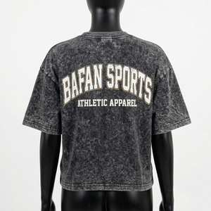 T-shirt pour homme en coton épais 240 GSM, délavé, noir, coupe ample, impression sérigraphique, logo personnalisé - Product Image 5