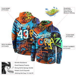 Sudadera con Capucha Deportiva 3D Blanca Aqua con Diseño de Graffiti y Logotipo OEM Personalizado de Última Moda para Adultos y Jóvenes - Product Image 2