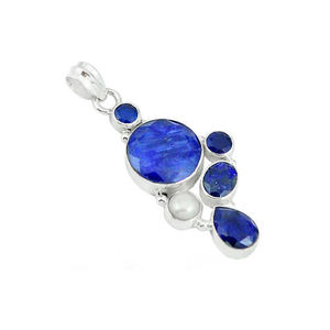 Bijoux uniques en argent Sterling 925 saphir bleu fait à la main, pendentif de créateur personnalisable à vendre - Product Image 2