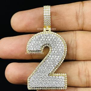 Colgante de número de moissanita personalizado, colgante de número VVS moissanita personalizado 2, colgante de número de moissanita Hip Hop helado de plata 925 - Product Image 4