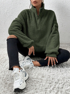 Sweat-shirt à capuche en molleton de couleur unie pour femmes personnalisées, sweat-shirt en polaire épais et chaud pour dames - Product Image 5